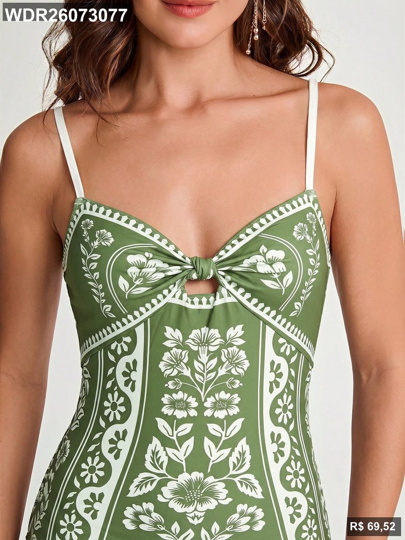Vestido floral verde feminino PW